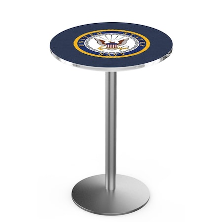 Holland Bar Stool Co 42" Stainless Steel U.S. Navy Pub Table, 36" dia. Top L214S4236Navy