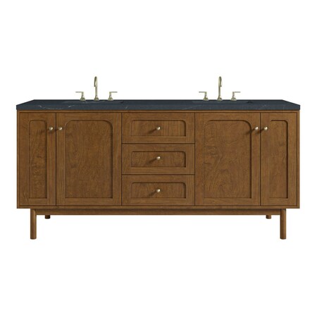 James Martin Vanities Laurent 72" Double Vanity, Honey Oak w/ 3 CM Charcoal Soapstone Silestone Top 545-V72-HNO-3CSP