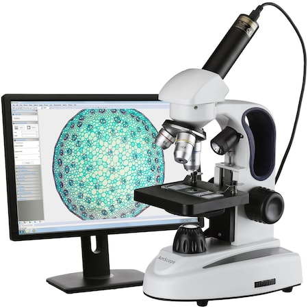 Amscope M149 Monocular Digital Microscope 40X-1000X Magnification Dual-light Metal Frame + USB Camera M149C-2L-E