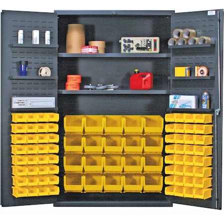 Quantum Storage Systems STORAGE CABINET W/84 YELLOW BINS QSC-4804YL