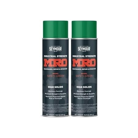Seymour Midwest MRO Industrial High-Solids Spray Paint, Safety Green, 16 oz, 2PK 6201452-2