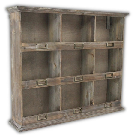 Homeroots 27in Dark Brown Solid Wood Wall Mounted Display Stand 399692