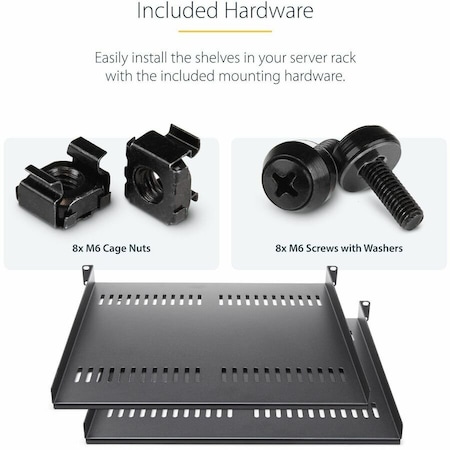 Startech.Com 2-Pack 1U Rack Shelf, Vented CABSHELF116V2PK