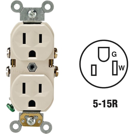 Leviton 15A Light Almond Commercial Grade 5-15R Duplex Outlet S06-0BR15-0TS
