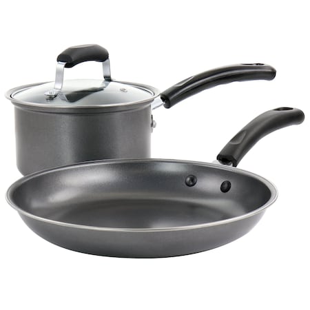 Gibson Everyday Highberry 3 Piece Nonstick Carbon Steel Cookware Set in Grey 127791.03