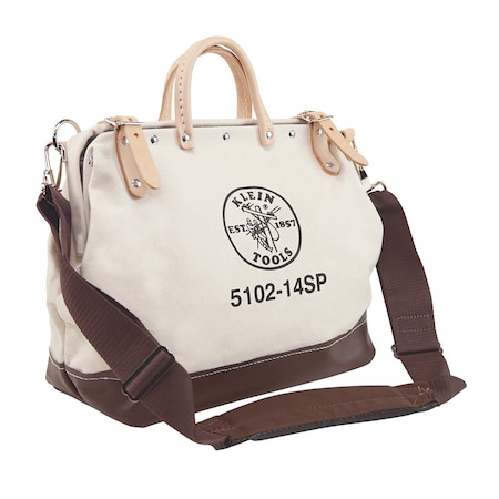 Klein Tools Tool Bag, Brown, Canvas, 10 Pockets 5102-14SP