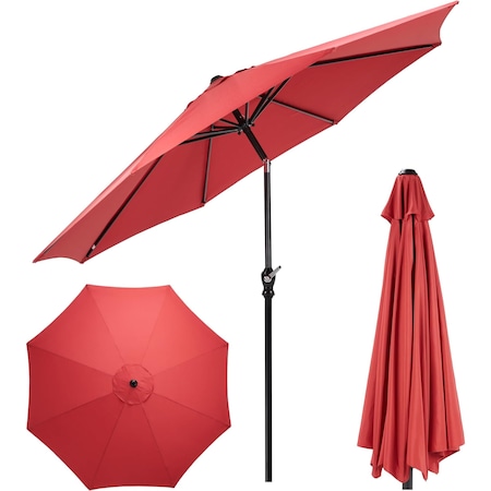 Infinipower 9FT Outdoor Patio Umbrella with 8 Ribs, Red 3A88LGBRLA9REDV2
