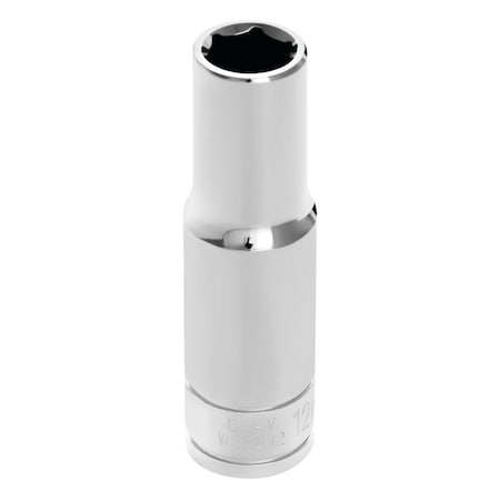 Perform Tool Socket 1/2 In Drive; 12 mm; Metric; Deep Socket; 6 Point; Polished Nickel Chrome Plated; Vanadium W32412
