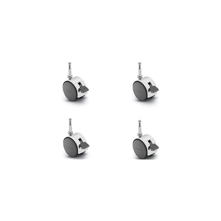 Shepherd Hardware Pacer Hooded Caster Set of 4 Chrome 50mm Dia Locking Caster, 5/16'' x 1-1/2'' Grip Neck Stem, 4PK PPA50302BC-B-4