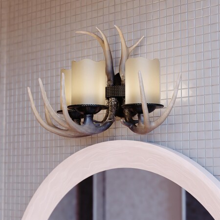 Vaxcel Yoho 3 Light Bronze Rustic Antler Bathroom Vanity Fixture W0046