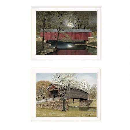 Homeroots Set Of Two Bridge Collection I 1 White Framed Print Wall Art, 2PK 406195