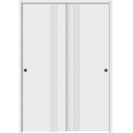 Sartodoors Sliding Closet Bypass Doors 72 x 80 inches, BASIC 0111 Arctic White, Rails Hardware Set, Wood Sol BASIC0111DBD-MAW-72