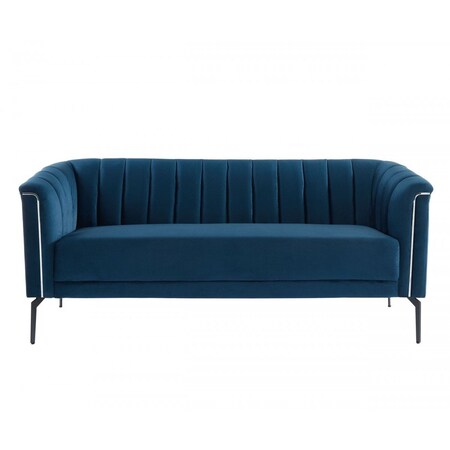 Homeroots 76" Blue Sofa With Silver Legs 480905