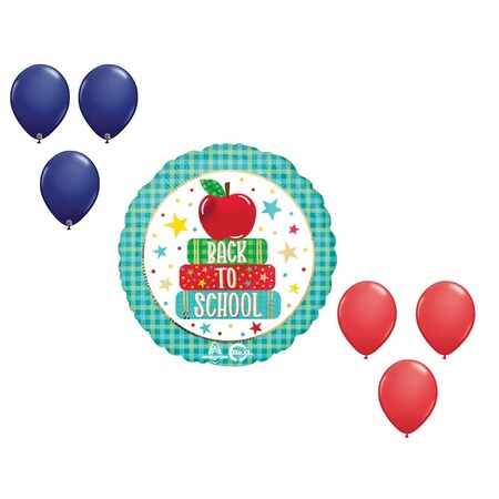 Loonballoon Back to School Apple & Books Balloon Shape Set 6x latex LB-88202
