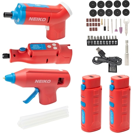 Neiko Cordless 3.6V Electric Rotary Tool Set, 46pc Accessory Kit, 34pc Cordless Electric Screwdriver Set 10583A