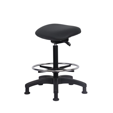Blue Ridge Ergonomics Vinyl Sit-Stand - Standing Height with Chrome Foot Ring Stationary Glides in Graphite Voyager Vinyl VSTSS-RG-CF-RG-2025