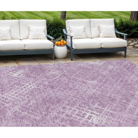 Homeroots 10' X 14' Lavender Purple And Ivory Geometric Washable Indoor Outdoor Area Rug 588321