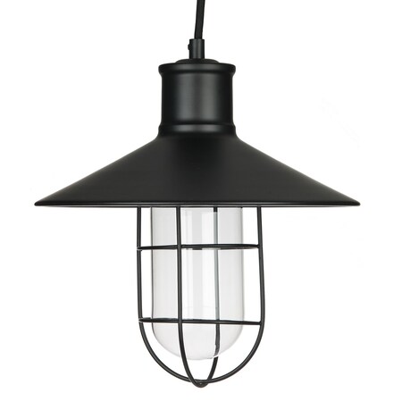 Sunlite Satin Black Vintage Caged Canopy Pendant Farmhouse Single E26 Base, 68in. Braided Woven Cord 07005-SU