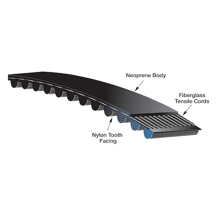 Gates Curvilinear Timing Belt, 128 Teeth, Neoprene, 384 mm Wide, 3 mm Pitch, 384-3M-15 384-3M-15
