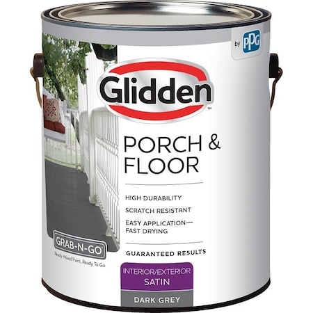 Glidden 3032F Paint and Primer, Satin, Dark Gray, 1 gal 3032F/01