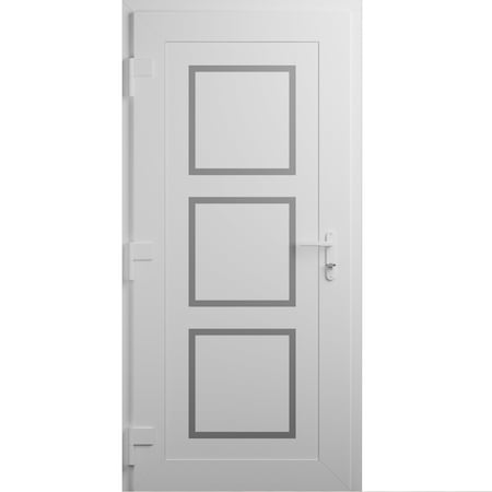 Vdomdoors Front Exterior Prehung Metal-Plastic Door, Manux 8661 White Silk, Office Commercial and Residential MANUX8661EXD-WS-W36xH80-RH