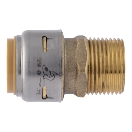 Sharkbite Max Pipe Coupling, 3/4 in PTC x 3/4 in MNPT, Brass, 250 psi Pressure UR134A