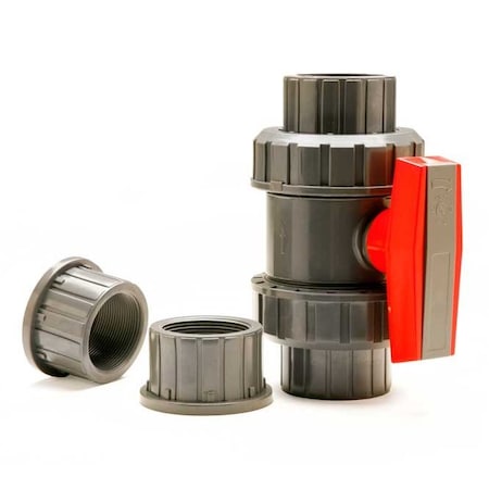 Ironwerks PVC True Union Ball Valve - Gray - Socket x Socket - 1-1/2-Inch 1415GST