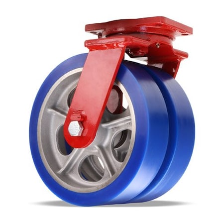 Hamilton Extra Heavy Duty Dual-Wheel Swivel Caster, 12" x 3" Ergo-Glide XT, Swivel Lock/Foot Brake S-EHD2-12EGB-4SL-2FB