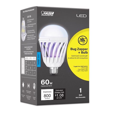 Feit Electric Feit A19 E26 (Medium) LED Bug Zapper Bulb Daylight 60 Watt Equivalence 1 pk C60/950CA/BZLED