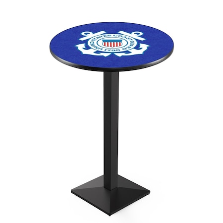 Holland Bar Stool Co 42" Blk Wrinkle U.S. Coast Guard Pub Table, 36" dia. Top L217B4236CstGrd