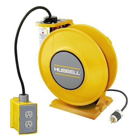 Hubbell Wiring Device-Kellems ExtensionCordReel, Yellow, 45ft, 14AWG HBLI45143GF15Y