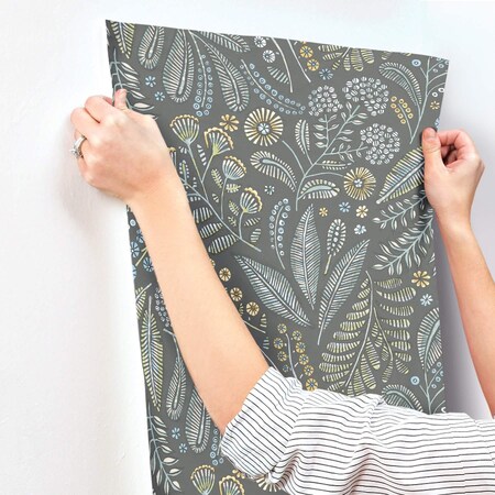 A-Street Prints Briar Grey Floral Wallpaper 4135-27297
