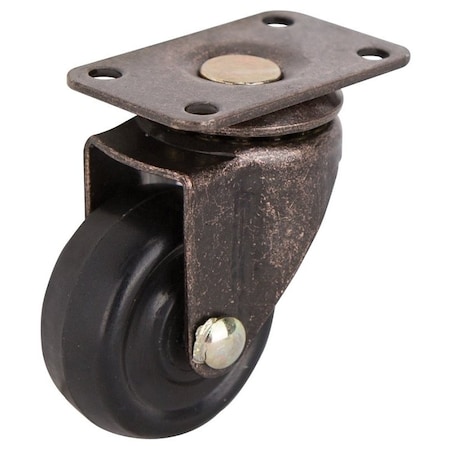 Prosource Swivel Caster, 1-5/8 in Dia Wheel, 3/4 in W Wheel, Rubber Wheel, Black, 70 lb JC-D02-PS