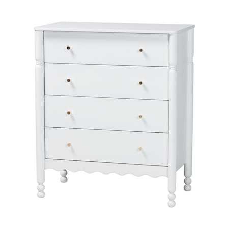 Baxton Studio Hoffman Chest with Scalloped Apron and Turned Legs, White 272-14817-ZORO