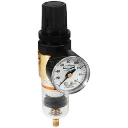 Dixon Wilkerson by Self-Relieving Miniature Filter/Regulator with GC620 Gauge, 1/4 in NPT/BSPP-G Port BB3-02AG