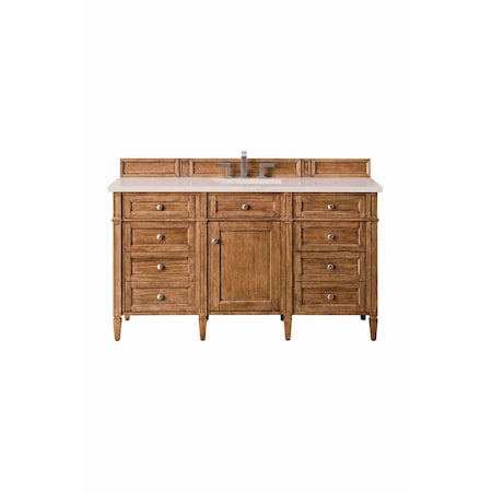 James Martin Vanities Brittany 60" Single Vanity, Saddle Brown, w/ 3 CM Siberian Silestone Top 650-V60S-SBR-3SFR