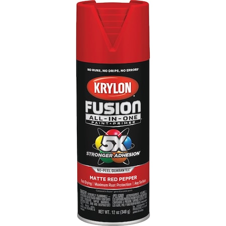 Krylon Fusion All-In One 12 Oz. Matte Spray Paint Red Pepper K02913007