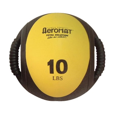 Aeromat Dual Grip Power Med Ball 9 in. Dia. 10 LB Black- Yellow 35133