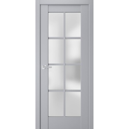 Sartodoors Interior Solid French Door Frosted Glass Grey 28x84 Solid Core Modern Interior VEREGIO7412ID-GRE-2884