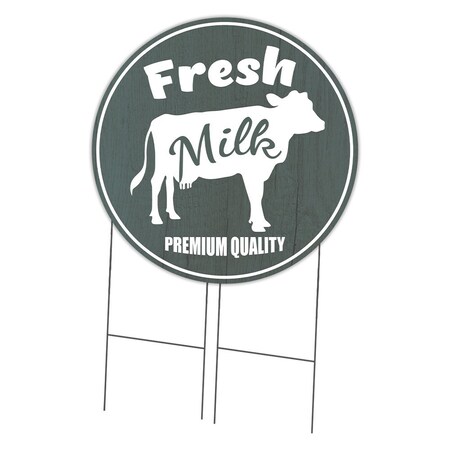 Signmission Farmers Market Fresh Milk Double Sided Corrugated Plastic Circle Yard, C-36-CIR-DS-WS-Fresh Milk C-36-CIR-DS-WS-Fresh Milk