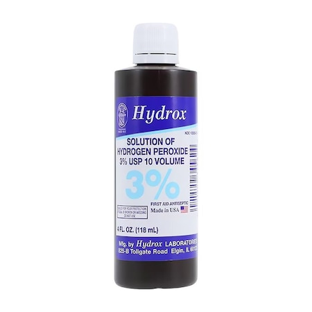 Hydrox Hydrogen Peroxide 3% Antiseptic Topical Solution, 4oz/Bottle 1280385