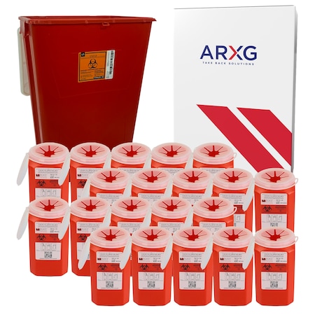 Arxg 18gal Mail-In Take Back Sharps Container with 1.5qt Sharps Container Bundle, 20PK NS 5564
