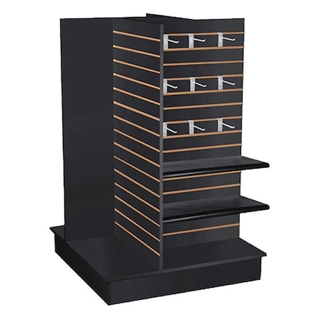 Specialty Store Services Slatwall Display, Black, 4-Way, 54 in H 3431BK