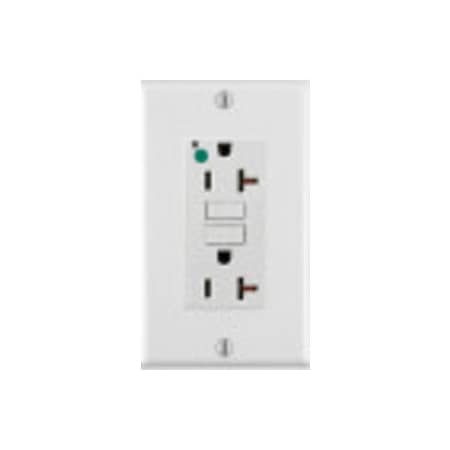 Leviton GFCI Receptacle, 20A, 125Vac, 5-20R, White GFNT2-HGW