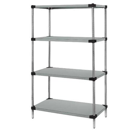 Betterbeds Solid 4 Shelf Starter Units, Stainless Steel - 14 x 60 x 63 in. BE1137546