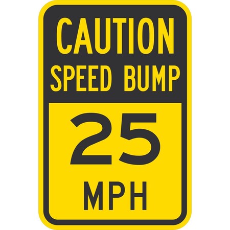 Lyle Caution Speed Bump 25 Mph, 12x18, Diamond Grade, Yellow G-2691-DG_12x18