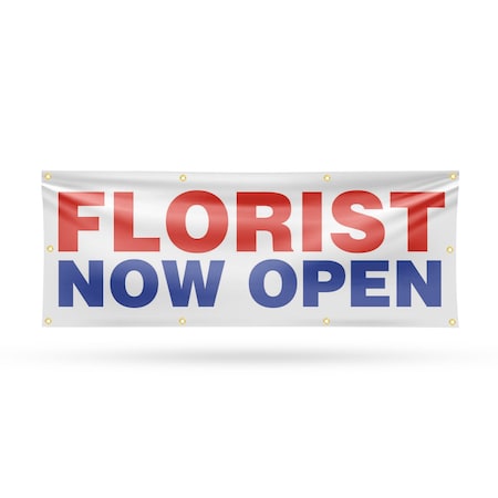 Signmission Florist Now Open, 36 Inch x 96 Inch, Vinyl Banner B-96-30638