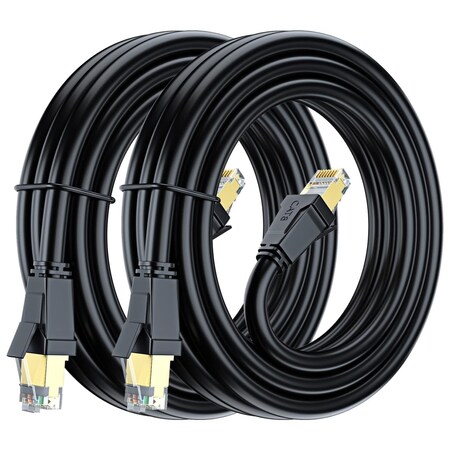 Maximm 10ft Cat8 Ethernet Cable with Gold-Plated RJ45 Connector, 2PK, Black, 2PK CAT8-10FT-SR-BK-2PK