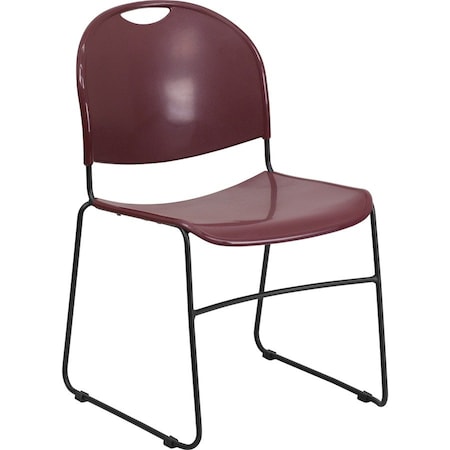 Flash Furniture Burgundy Plastic Sled Stack Chair RUT-188-BY-GG