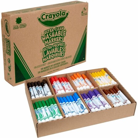 Crayola Ultra-Clean Washable Markers Classpack, 8-Colors, 200PK 58-8200